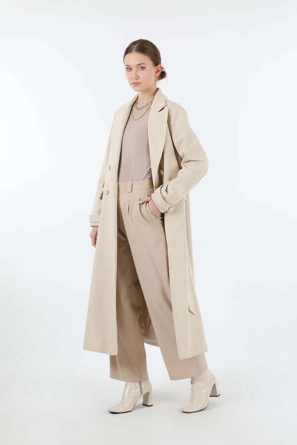 Cep Detaylı Kruvaze Kaban Taş - 1