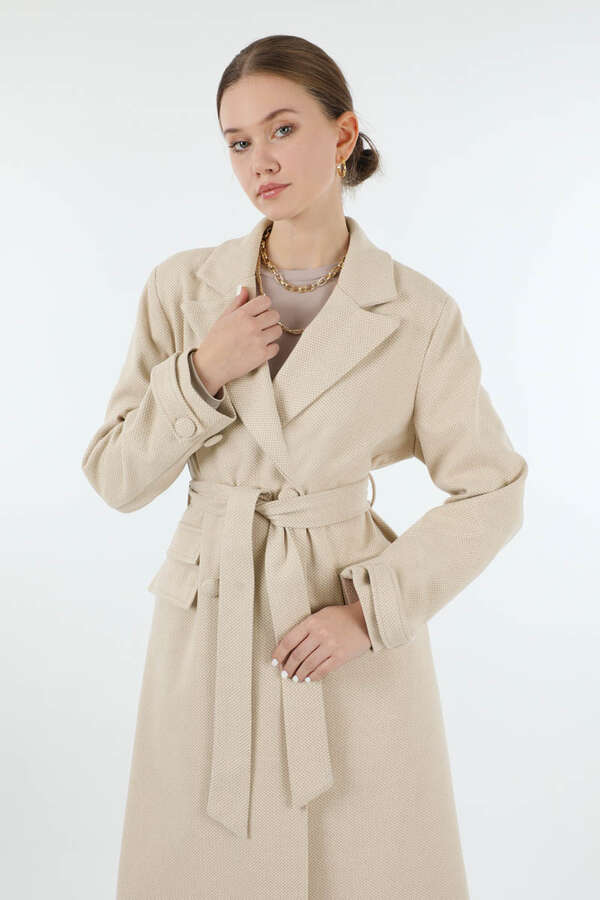 Cep Detaylı Kruvaze Kaban Taş - 2