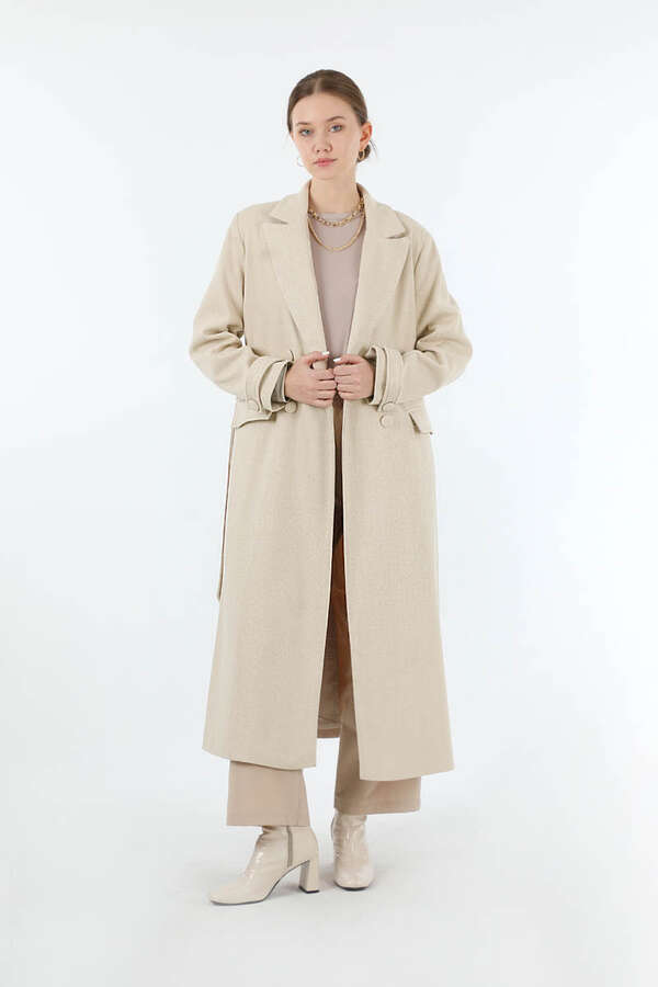 Cep Detaylı Kruvaze Kaban Taş - 3