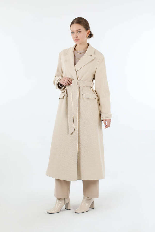 Cep Detaylı Kruvaze Kaban Taş - 5