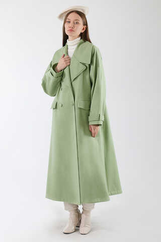 Cepleri Düğmeli Kruvaze Kaban Mint - 1