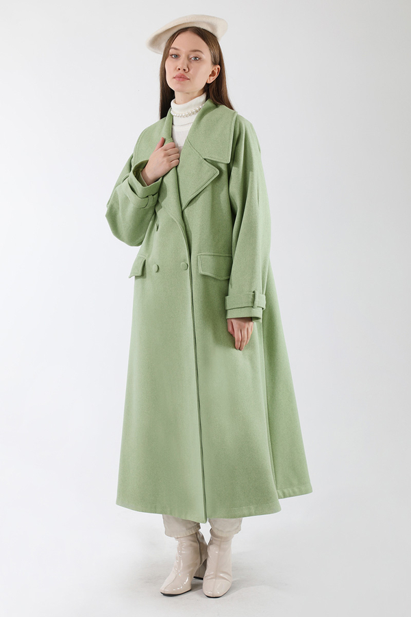 Cepleri Düğmeli Kruvaze Kaban Mint - 1