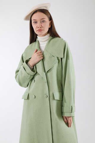 Cepleri Düğmeli Kruvaze Kaban Mint - 2