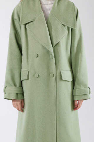 Cepleri Düğmeli Kruvaze Kaban Mint - 4