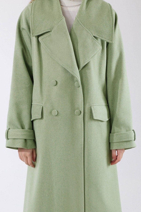 Cepleri Düğmeli Kruvaze Kaban Mint - 4