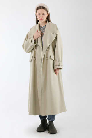 Cepleri Düğmeli Kruvaze Kaban Taş - 3