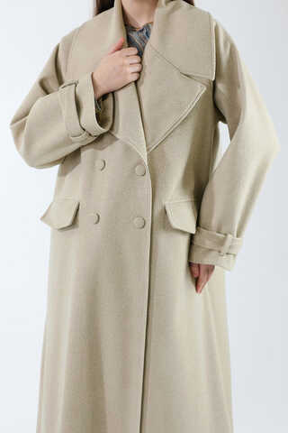 Cepleri Düğmeli Kruvaze Kaban Taş - 4