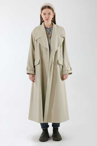 Cepleri Düğmeli Kruvaze Kaban Taş - 1