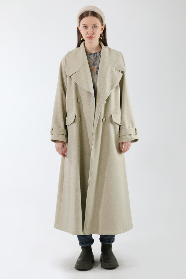 Cepleri Düğmeli Kruvaze Kaban Taş - 1