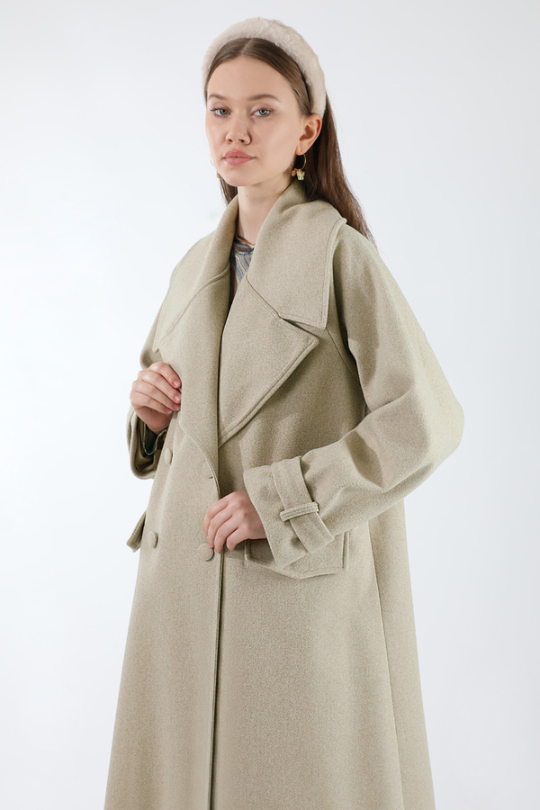 Cepleri Düğmeli Kruvaze Kaban Taş - 2