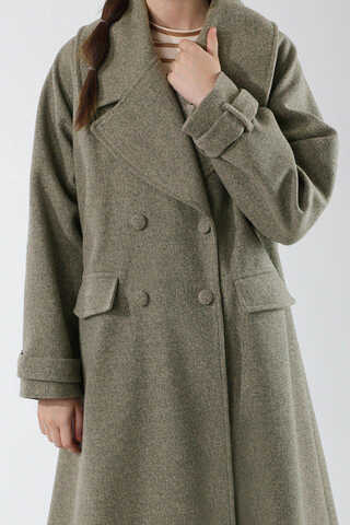 Cepleri Düğmeli Kruvaze Kaban Toprak - 4