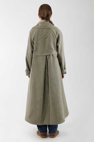 Cepleri Düğmeli Kruvaze Kaban Toprak - 6