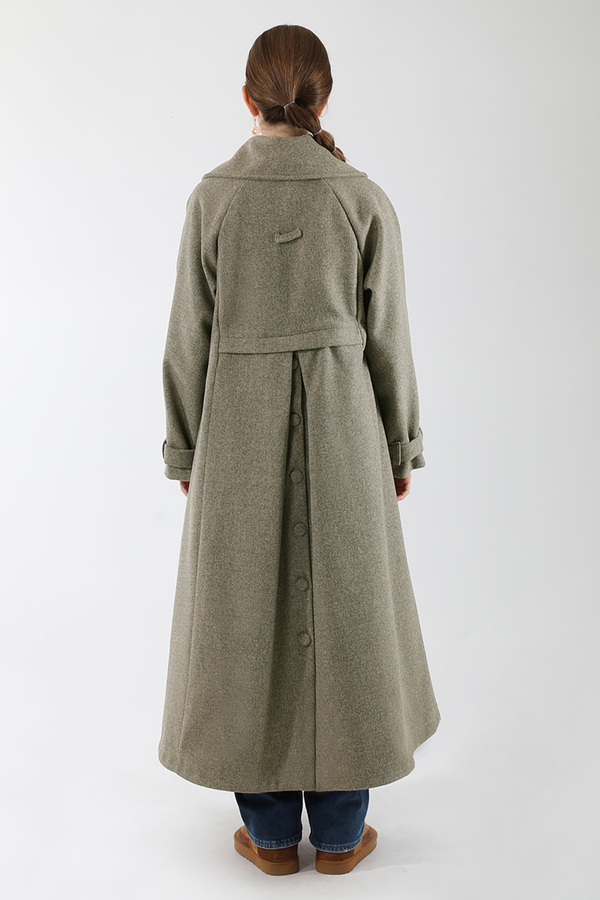 Cepleri Düğmeli Kruvaze Kaban Toprak - 6