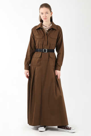 Cepli A Pile Elbise Kahverengi - 1