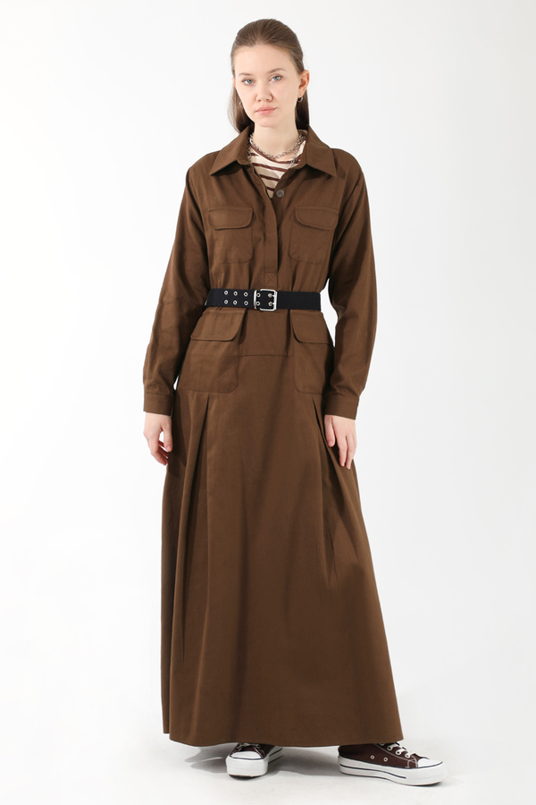 Cepli A Pile Elbise Kahverengi - 1