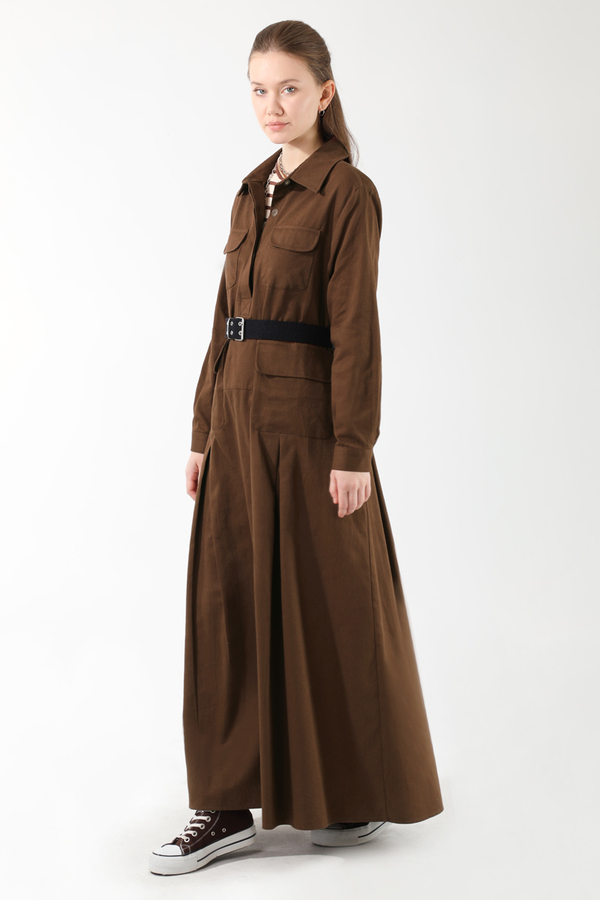 Cepli A Pile Elbise Kahverengi - 3