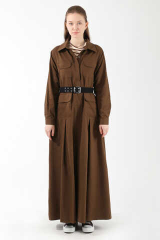 Cepli A Pile Elbise Kahverengi - 5