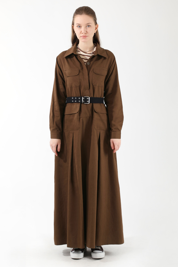 Cepli A Pile Elbise Kahverengi - 5