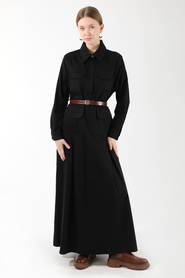 Cepli A Pile Elbise Siyah 