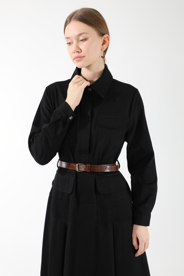 Cepli A Pile Elbise Siyah - 2