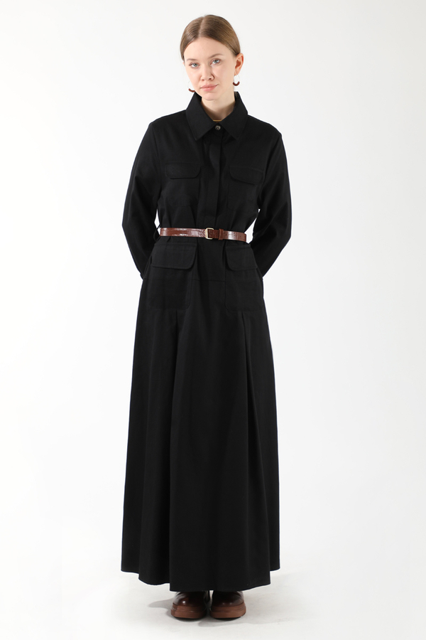 Cepli A Pile Elbise Siyah - 5