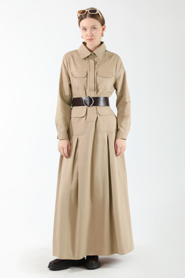 Cepli A Pile Elbise Taş - 1