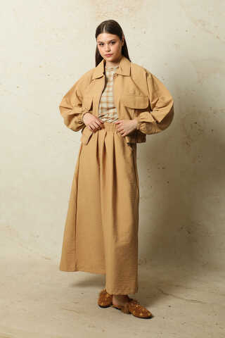 Cepli Ceket Etek Takım Camel - 1