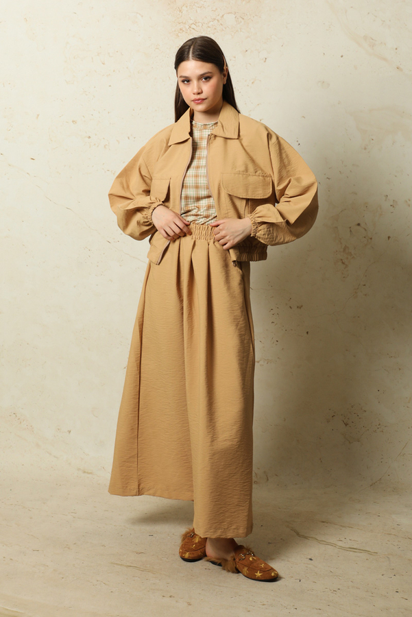 Cepli Ceket Etek Takım Camel - 1