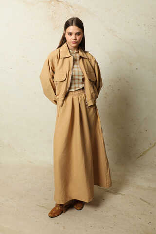 Cepli Ceket Etek Takım Camel - 4