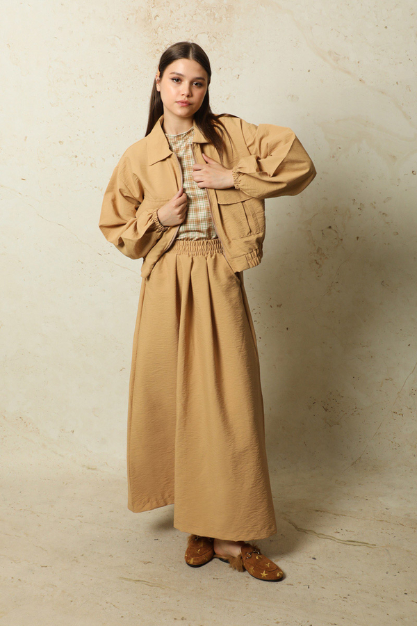 Cepli Ceket Etek Takım Camel - 2