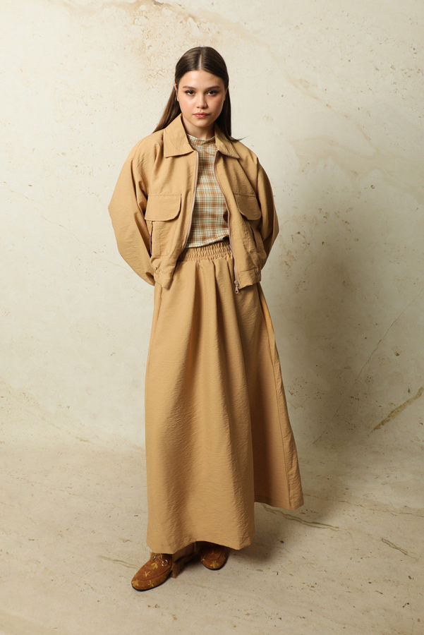 Cepli Ceket Etek Takım Camel - 4