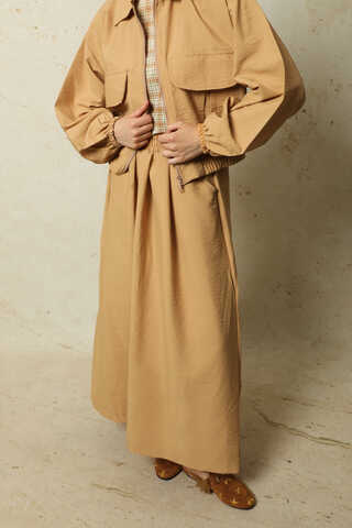 Cepli Ceket Etek Takım Camel - 3