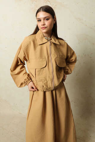 Cepli Ceket Etek Takım Camel - 5