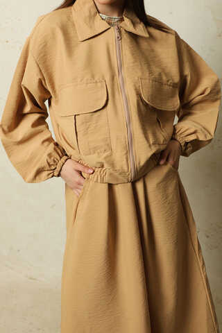 Cepli Ceket Etek Takım Camel - 6