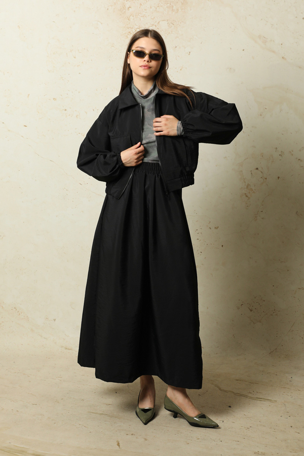 Cepli Ceket Etek Takım Siyah - 1