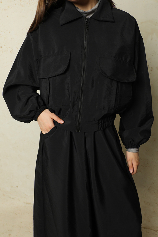 Cepli Ceket Etek Takım Siyah - 5