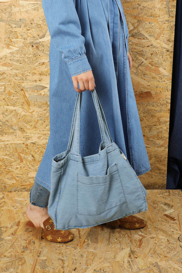 Cepli Denim Çanta Açık Mavi - 1