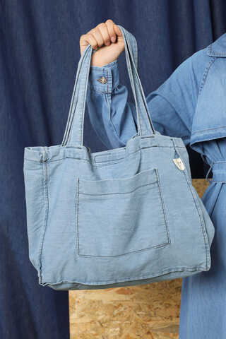 Cepli Denim Çanta Açık Mavi - 4