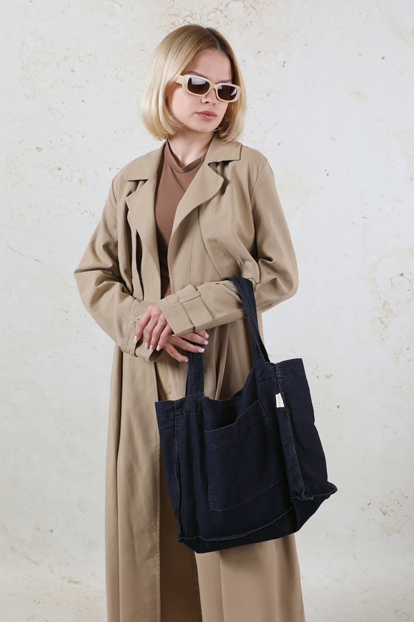 Cepli Denim Çanta Koyu Mavi - 4