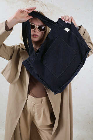 Cepli Denim Çanta Koyu Mavi - 10