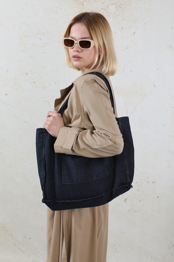 Cepli Denim Çanta Koyu Mavi - 5