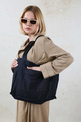 Cepli Denim Çanta Koyu Mavi - 3