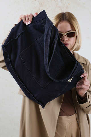 Cepli Denim Çanta Koyu Mavi - 7
