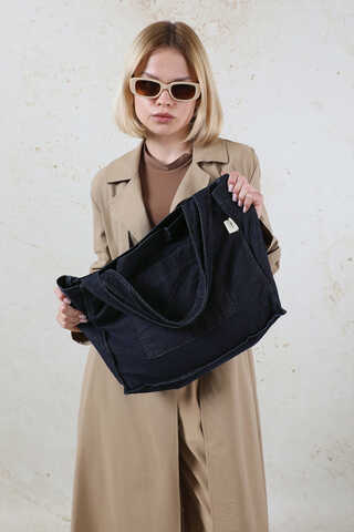 Cepli Denim Çanta Koyu Mavi - 8