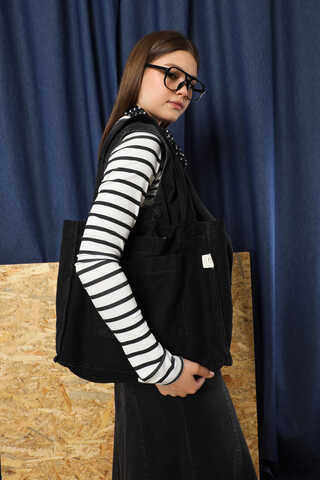 Cepli Denim Çanta Siyah - 4