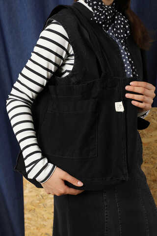 Cepli Denim Çanta Siyah - 1