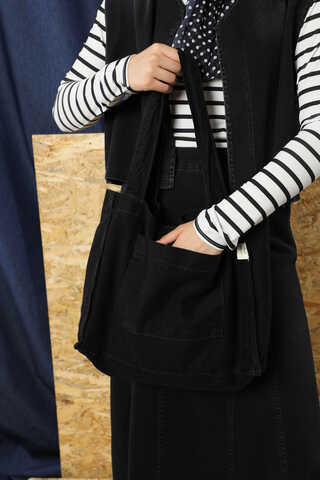 Cepli Denim Çanta Siyah - 3