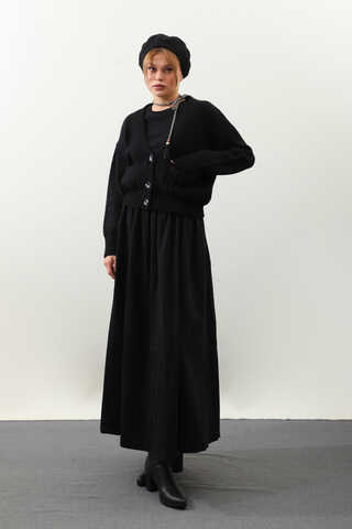 Cepli Düğmeli Hırka Siyah - 1