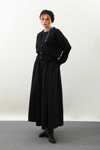 Cepli Düğmeli Hırka Siyah - 2