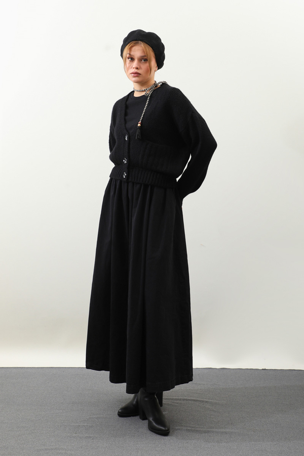 Cepli Düğmeli Hırka Siyah - 2